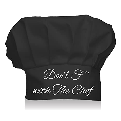 CREATCABIN Funny Chef Hat Don't F with The Chef Hat Adjustable Elastic Kitchen Catering Cooking Cap for Baker Men & Women Black