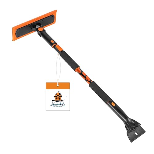BIRDROCK HOME 55' Extendable Snow Brush with Detachable Ice Scraper for Car | 14' Wide Foam Head | Size: Truck, Car, & SUV | Aluminum Body with Ergonomic Grip | Safe on Auto Windshield & Window