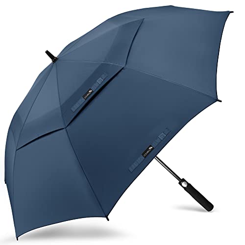 ZOMAKE Large Golf Umbrella 68 Inch - Double Canopy Vented Golf Umbrellas for Rain Windproof Automatic Open Golf Push Cart Umbrella Oversize Stick Umbrellas for Men Women(Navy Blue)