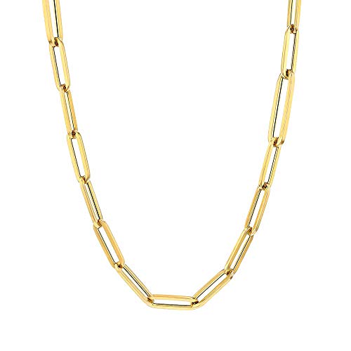 Jewelry Affairs 14k Yellow Real Gold Paperclip Chain Necklace, 3mm (18.0 Inches)