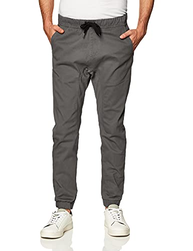 Southpole Men's Basic Stretch Twill Jogger Pants-Reg and Big & Tall Sizes, Dark Grey, 3X-Large