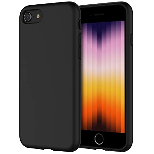 JETech Silicone Case for iPhone SE 3/2 (2022/2020 Edition), 4.7-Inch, Silky-Soft Touch Full-Body Protective Phone Case, Shockproof Cover with Microfiber Lining (Black)