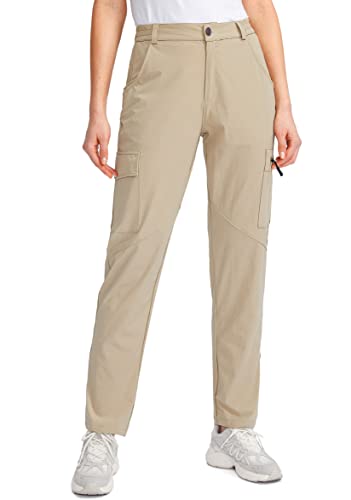 Viodia Women's Hiking Cargo Pants Quick Dry UPF50+ Waterproof Pants for Women Fishing Golf Travel Pants with Pockets Khaki