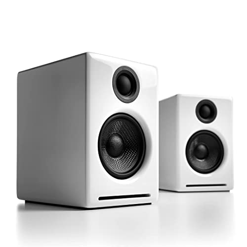 Audioengine A2+ Wireless Bluetooth Computer Speakers - 60W Bluetooth Speaker System for Home, Studio, Gaming with aptX Bluetooth | Wireless and Streaming Audio System (White)