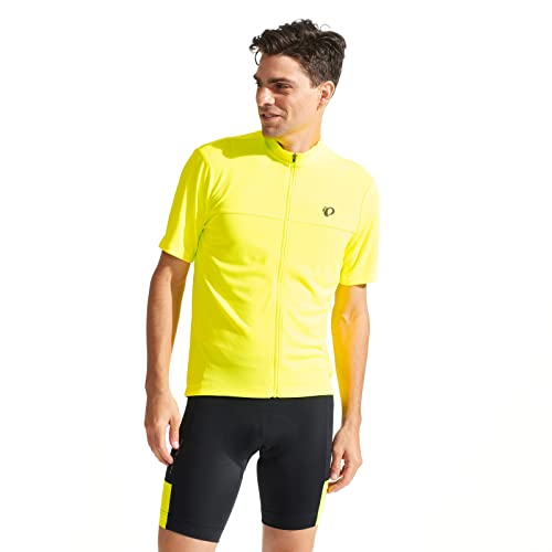 PEARL IZUMI Men's Short Sleeve Cycling Quest Jersey, Full Length Zipper with Reflective Fabric, Screaming Yellow, X-Large