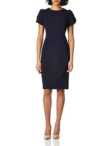 Calvin Klein Women's Tulip Sleeved Above The Knee Sheath Dress, Indigo, 12