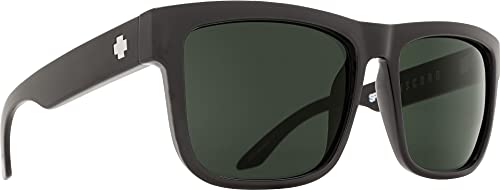 Spy Optic Discord Square Sunglasses for unisex-adult, Black/Happy Gray/Green, 57 mm