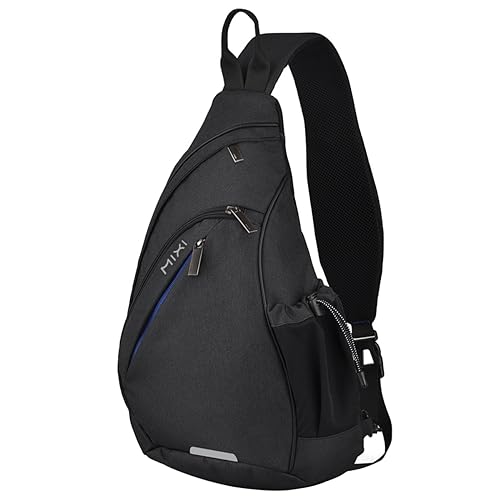 Hanke Sling Bag Men Backpack Unisex One Shoulder Bag Hiking Travel Backpack Crossbody with USB Port for Men Women Versatile Casual Daypack-17 inch,Black