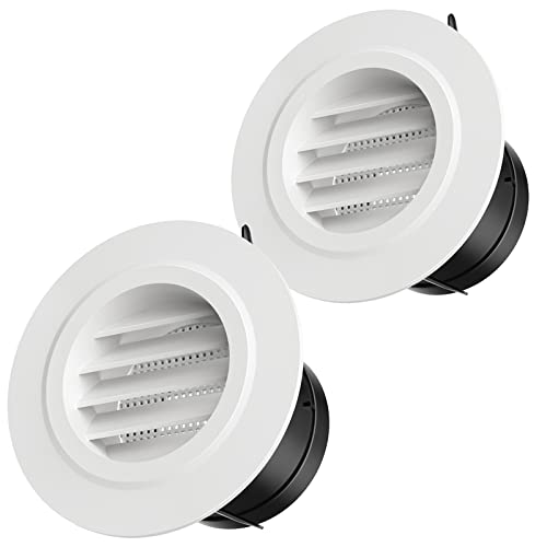 3 Inch Vent Cover, Hon&Guan 3 Soffit Vents Exterior Round Soffit Vents with Built-in a Fly Screen for Bathroom Office Home-2PCS