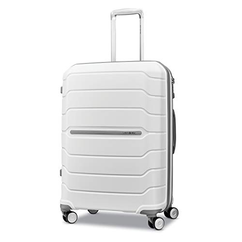 Samsonite Freeform Hardside Expandable with Double Spinner Wheels, Checked-Medium 24-Inch, White
