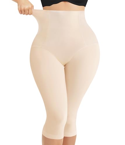 Nebility Compression Leggings for Women Seamless Shapewear Butt Lifting Panties Waist Trainer Tummy Control Thigh Body Shaper(S, Biege)