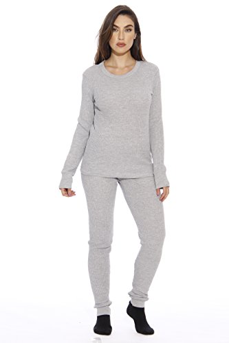 Just Love 2-Piece Women's Thermal Underwear Set Waffle Knit Base Layer Thermals, Grey, XX-Large