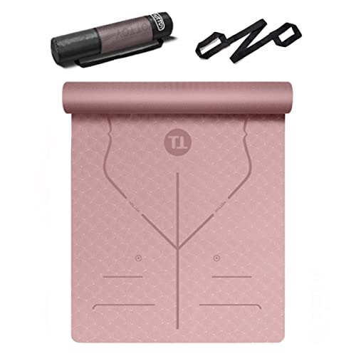 Thick Yoga Mat, YOTTOY Large 72'x 32'x1/3' Extra Wide Non-Slip Exercise Fitness Yoga Mats,Eco-Friendly TPE Exercise Mats for Women Men Home Workout with Strap Bag (Pink)