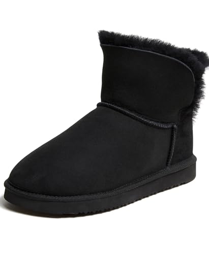 Dearfoams Women's Fireside Perth Genuine Shearling Indoor/Outdoor Water Resistant Foldover Boot