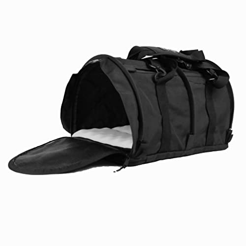 SturdiBag Large Pet Travel Carrier: Flexible Height for Cat and Dog Soft Sided with Safety Clips and Seatbelt Straps | Black, 18' x 12' x 12' (PN: SB2-PRO-BL)