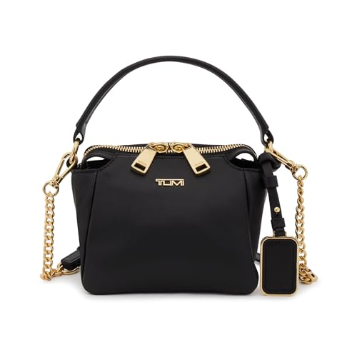 TUMI Voyageur Belle Micro Crossbody - Luxe Leather Crossbody for Women - Purse Crossbody - Black Leather & Gold Hardware