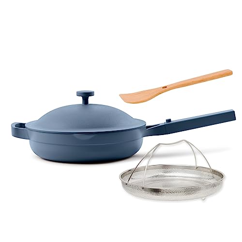 Our Place Always Pan 2.0 | Nonstick 10.5-Inch Toxin-Free Ceramic Cookware | Versatile Frying Pan, Skillet, Saute Pan | Stainless Steel Handle | Oven Safe | Lightweight Aluminum Body | Blue Salt