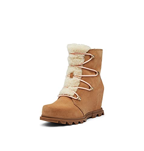 Sorel Women's Joan of Arctic Wedge III Lace Cozy Boot - Tawny Buff, Gum 2 - Size 8