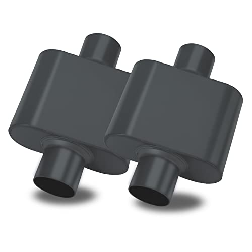 Pair of Single Chamber Performance Race Muffler 3' Center/Center Universal Steel Muffler (3 Inch)