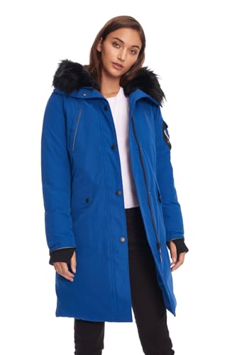 Alpine North Women's Vegan Down Long Parka Winter Jacket, Cobalt, Large