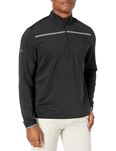 Callaway Men's Weather Series ¼ Zip Mock Neck Pullover For Men, Extended Sizes, Men’S Performance Apparel (Sizes Small-4Xl Big & Tall), Black, Large