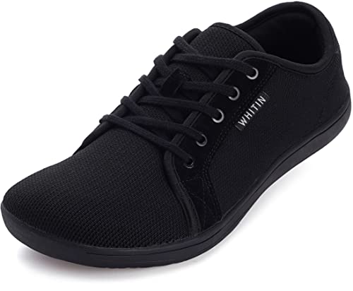 WHITIN Women's Minimalist Barefoot Shoes Wide Toe Box Zero Drop Fashion Sneakers Size 9 Fashion Workout Road Running W81 Walking Comfy Gym Black 40