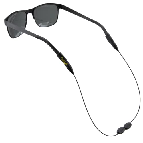Cablz Zipz Adjustable Eyewear Retainer | Adjustable, Lightweight, Low Profile, Off-The-Neck Eyewear Retainer Strap | Black Stainless (14in Regular Tip)