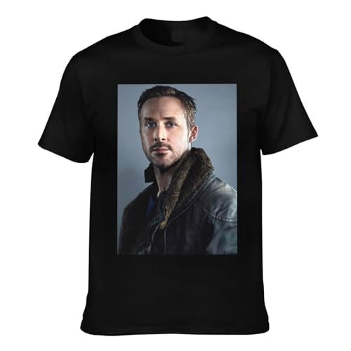 Arichwhoo Ryan Gosling Tshirt Short Sleeve 100% Cotton Top Crewneck Tees for Men Women （XSmall-4XLarge） Black
