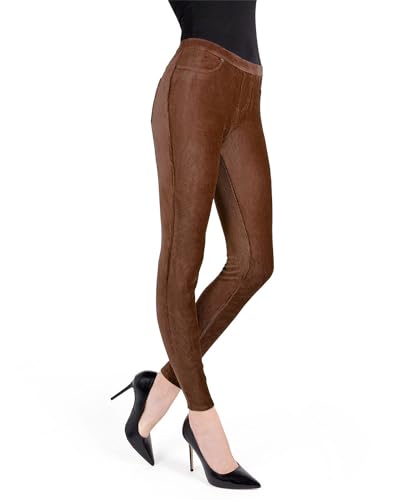 MeMoi Thin-Rib Slim-Cut Stretch Corduroy Leggings Java Medium/Large