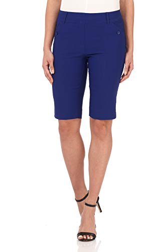 Rekucci Women's Ease Into Comfort Modern Pull-On Bermuda Short with Pockets (16, Sapphire)