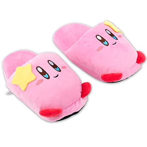 Glopastel Pink Puff Ball Slipper | Cute Anime Video Game Smash Star Allies Forgotten Land | Plush Pastel Fuzzy Slip On House Shoes One Size Adult Women Medium