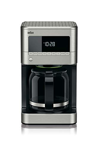 Braun KF7170SI BrewSense Drip Coffeemaker, 12 cup, Stainless Steel, 7.9'D x 7.9'W x 14.2'H, Black and Silver