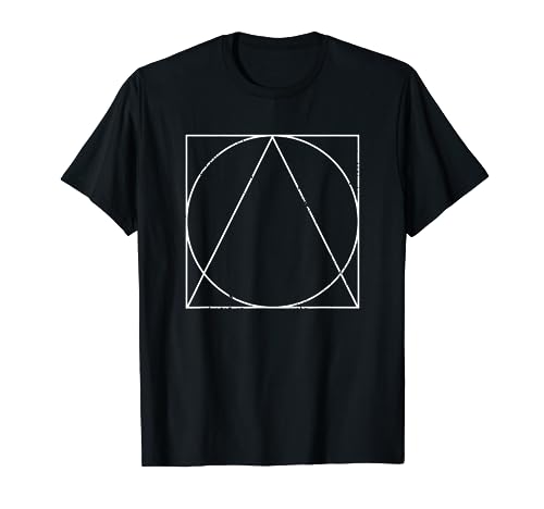 Geometric Circle Square Triangle Shapes Lines Art Distressed T-Shirt