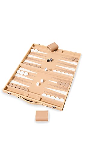 Two's Company Women's Terra Cane Backgammon Set Game, Natural Wood, Tan, One Size