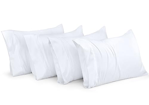 Utopia Bedding Standard Pillow Cases - 4 Pack - Envelope Closure - Soft Brushed Microfiber Fabric - Shrinkage and Fade Resistant Pillow Cases Standard Size 20 X 26 Inches (Standard, White)