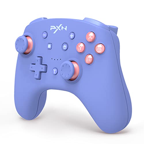 PXN Wireless Switch Controller for Switch/Switch Lite/OLED, Support iOS(16 Version Only) Switch Pro Controller with Turbo, Wake-up, NFC, Motion, Vibration Wireless Switch Controller-Blue