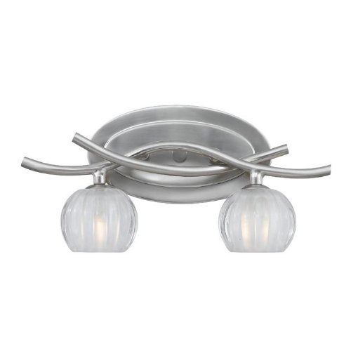 Triarch 25352 2 Light Cosmo Bathroom Light, Satin Nickel/Brushed Steel