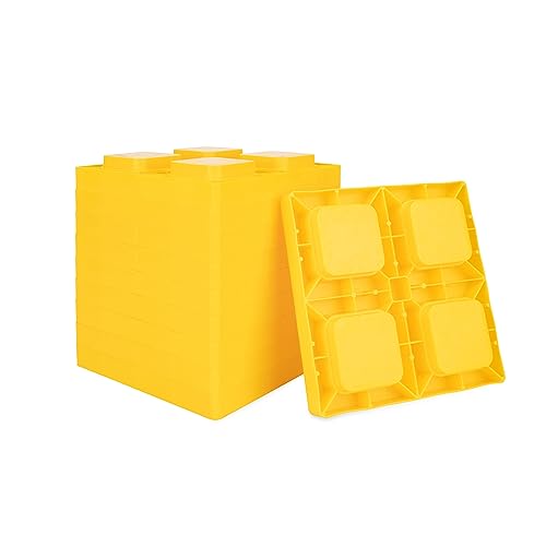 Camco Camper/RV Leveling Blocks | Features Interlocking Nested Design & Storage Bag for RV Storage and Organization | Each Leveling Block Measures 8.5' x 8.5' x 1' | 10-Pack, Design May Vary (44510)