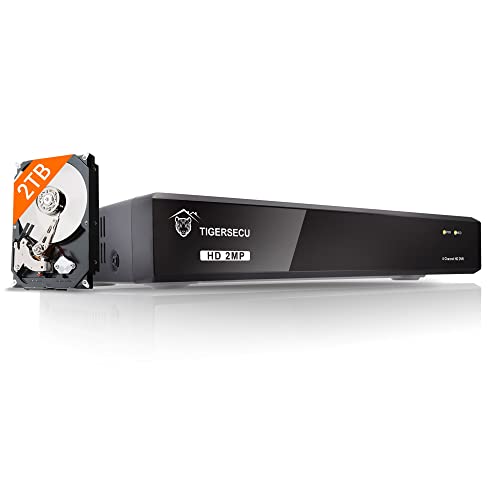 TIGERSECU Super HD 1080P 8-Channel Hybrid 5-in-1 DVR Security Recorder with 2TB Hard Drive, for Up to 5MP(12.5fps) TVI/AHD/CVI/Analog and IP Cameras (Cameras Not Included)