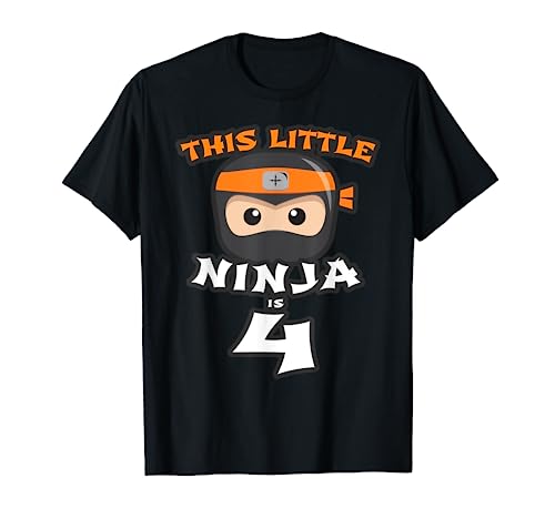 4th Birthday This Little Ninja Is 4 Years Old Boy Girl Four T-Shirt