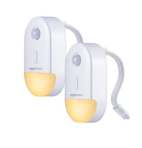 Amazon Basics Color Changing LED Toilet Bowl Motion Sensor Light, Battery Operated, 2 Pack, White