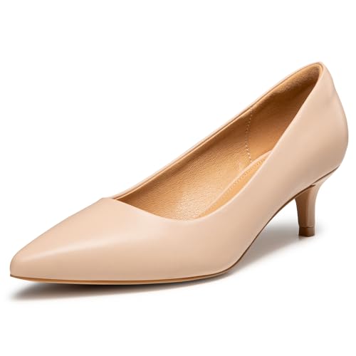 Heel The World Nude Heels, Nude Closed Toe Heels, 2inch Nude Kitten Heels, Nude Pumps Pointed Toe Heels, Ladies Dress Shoes Pumps for Work Dress Office,Size 8.5