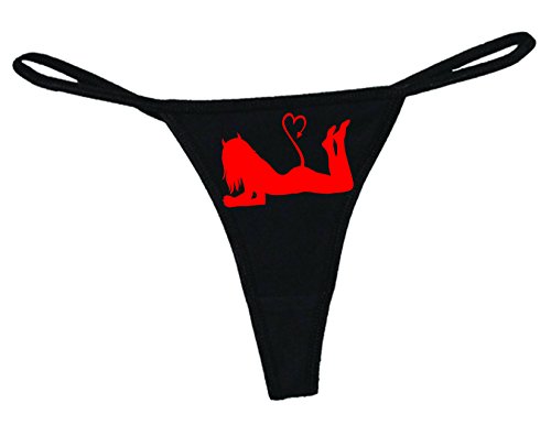 STUFF WITH ATTITUDE Devil Black Thong Panties (Large)