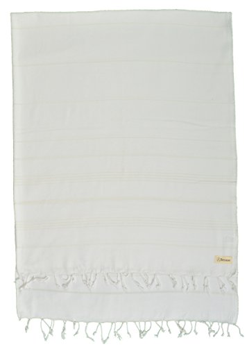 Bersuse 100% Cotton - Anatolia XL Throw Blanket Turkish Towel - 61 x 82 Inches, White