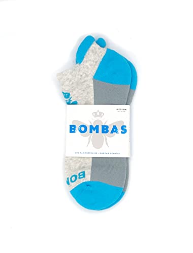 Bombas Women's Originals Ankle Socks, (Grey/Blue, Medium)