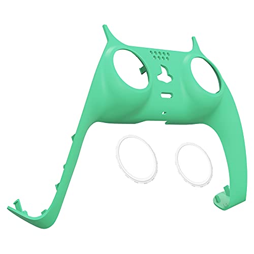 eXtremeRate Mint Green Decorative Trim Shell Compatible with ps5 Controller, Soft Touch DIY Replacement Clip Shell, Custom Plates Cover Compatible with ps5 Controller with Accent Rings