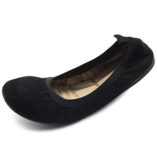 Ollio Women's Shoes Faux Suede Comfort Ballet Flat BN16(9 B(M) US, Black)