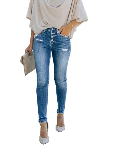 DGRPI Women's Ripped High Waisted Skinny Jeans Distressed Stretchy Boyfriend Denim Pants