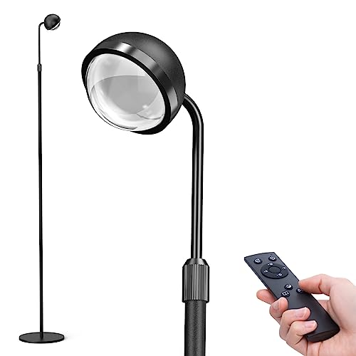 addlon Floor lamp for Living Room, Simple Design Reading Floor lamp with Remote, dimmable Modern lamp for Bedroom, Adjustable Height Projector Lamps - Black