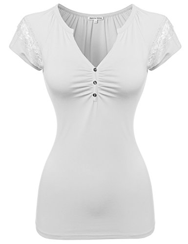 Made by Emma Cute Detail Casual Cap Sleeve Tee Shirt White L